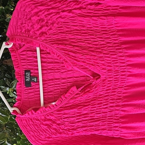 Ana XL Womens Pink Fuchsia Smocked Blouse - Picture 2 of 5